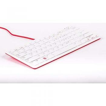 Teclado Oficial Raspberry Pi - Versión US (Rojo/Blanco) con Hub USB de 3 Puertos