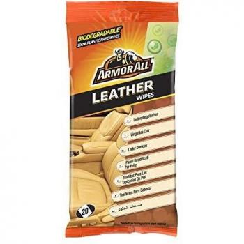 Armor All® - Toallitas para las tapicerías de piel para el cuidado de tu coche - Limpia, restaura y protege rápido en un paso - 20 unidades