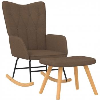 Silla mecedora con reposapiés tela marrón vidaXL