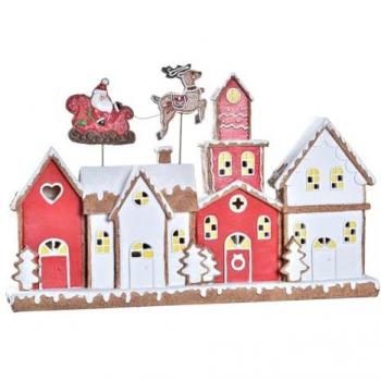Adorno Navideño DKD Home Decor Casa Blanco Rojo Resina 41 x 7,5 x 27 cm