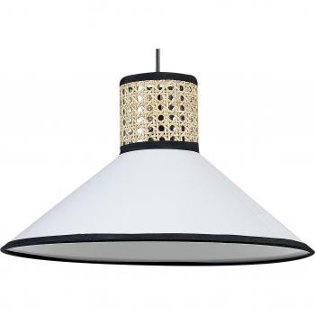 Lámpara Colgante Boho de Ratán Natural y Poliéster Blanco y Negro 188 cm Mantua