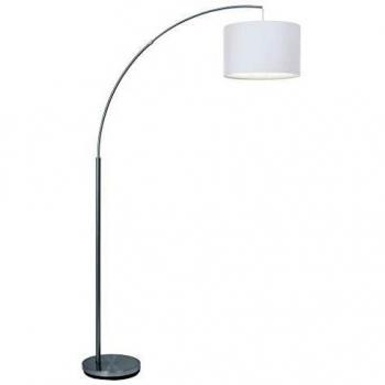 Lámpara de pie Bogen Clarie 1,8m blanca y hierro, E27, 60W, con pie interruptor
