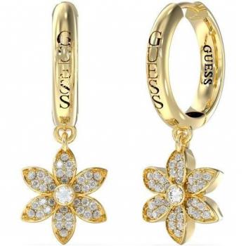 Pendientes Guess White Lotus de acero dorado con detalles elegantes