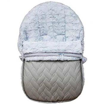 Saco de capazo Grupo 0 Rosy, Fabricado en Ecopiel y Pelo rosetas Gris Celeste
