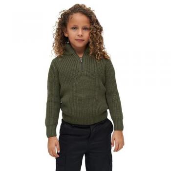 Brandit Kids' Olive Marine Troyer High Neck Sweatshirt