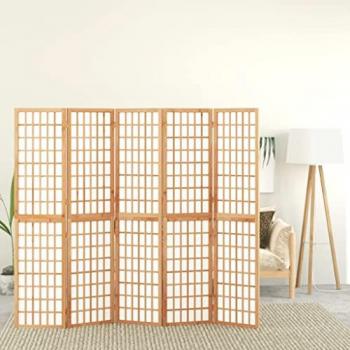 Biombo plegable con 5 paneles estilo japonés 200x170 cm