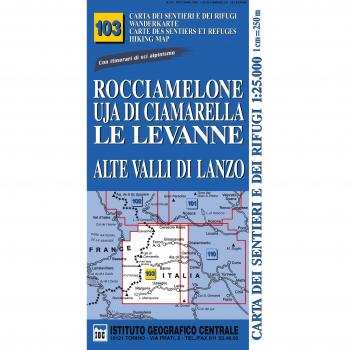 Mapa excursionista y topográfico 1:25.000 Rocciamelone, Uja di Ciamarella y Le Levanne - Carta de senderos y refugios, Serie montes