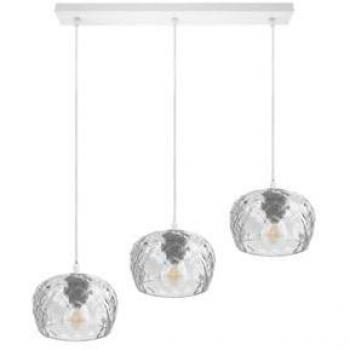 Regleta Estela 3xE27 Blanca con Tulipas de Cristal Transparente - 65x13 cm - Uso Interior - Certificados CE y Reciclaje