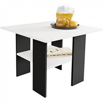 Mesa de centro angular Reading 102, Aglomerado laminado, Blanco y Negro, 50x60x60cm