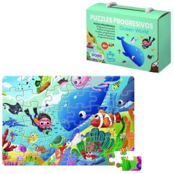 Puzzle educativo Dohe Ocean World - 36 piezas - doble capa de cartón y contrachapado - estimula la imaginación y el razonamiento - colores y dibujos atractivos - recomendado para niños de 4 a 6 años