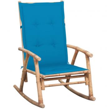 Silla mecedora con cojín de bambú