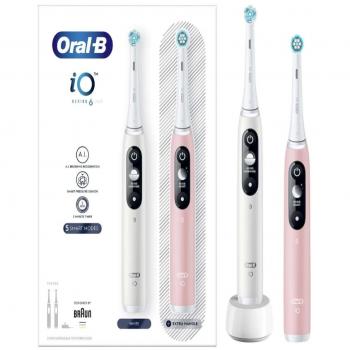 Cepillo de Dientes Eléctrico Braun Oral-B iO6 DuoPack Blanco/Rosa