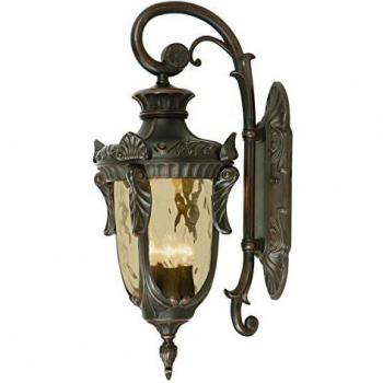 Lámpara de pared Philadelphia grande bronce antiguo IP44 con 3 luces E14