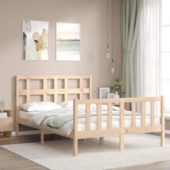 Estructura de Cama Doble con Cabecero en Madera Maciza