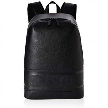 Calvin Klein - Striped Logo Pu Round Backpack, Mochilas Hombre, Negro