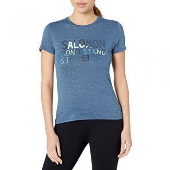 SALOMON Comet Classic tee Camiseta, Mujer, Dark Denim/Copen Blue/Heather, m