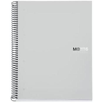 Cuaderno A4 150 hojas cuadriculado 5x5, papel extra opaco 70 g/m², tapas de polipropileno resistente, 6 bandas de colores