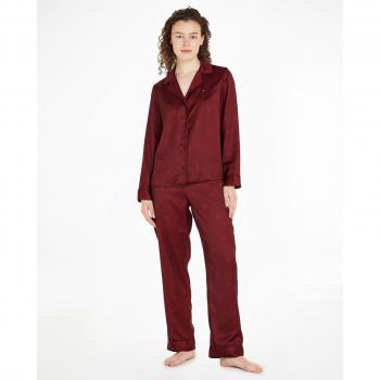 Pijama de satén con manga larga y monograma Tommy Hilfiger