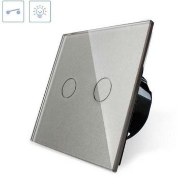 Interruptor táctil doble frontal gris LEDBOX