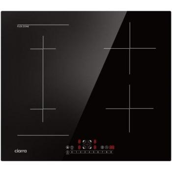 Placa de Inducción 4 Zonas con Función Boost y Zona Flex 7200W 60cm Negra CIARRA