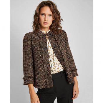 Blazer jacquard de mujer con manga francesa