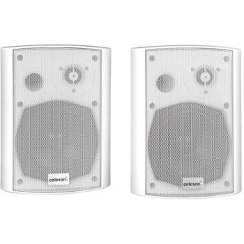 celexon Juego de Altavoces Activos 525-B - 2 Altavoces Activos de 2 vías de 30W - Blanco - Incl. Soporte de Pared - para PC, Oficina o Escuela