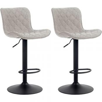 Set de 2 Taburetes de bar regulables en Tela Gris topo Emma