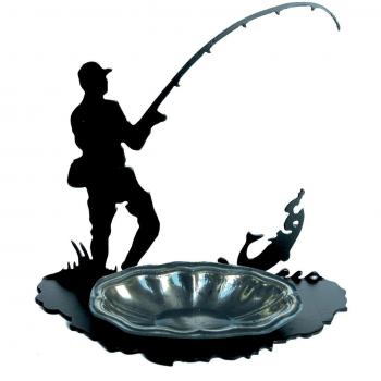 IMEX EL ZORRO El Zorro 11441-Cenicero Pescador, 172 x 187 mm, Hierro Forjado, Negro, 8x18.7x17.2 cm