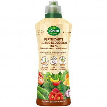 Fertilizante orgánico de guano en envase de 1250ml, ideal para el crecimiento saludable de tus plantas