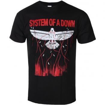System of a Down Men's Black Cotton T-Shirt - Dove Overcome Design