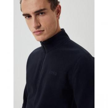 Borg Black Half Zip Fleece Sweater