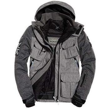 Superdry Ultimate LX Snow Multi Jacket, color gris/negro, tamaño medium