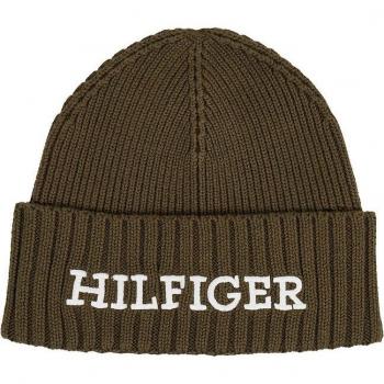 Tommy Hilfiger Monotype Beanie Gorro De Algodón Y Lana Ejercito Verde