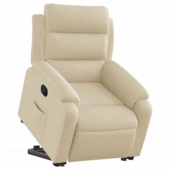 Sillón Reclinable Elevable de Tela Color Crema con Respaldo y Reposabrazos, Sillón Orejero Ajustable, Asiento para Personas Mayores