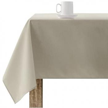 Mantel Resinado Antimanchas Liso Lino 101 200x140 cm para Mesas Cuadradas, Rectangulares y Ovaladas, Impermeable NO Hule, Tejido 100% algodón orgánico,