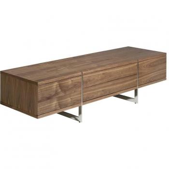 Mueble TV ANGEL CERDÁ 3045C Nogal con patas de acero inoxidable, chapa de nogal y acabado en acero cromado, dimensiones 180 x 56 x 46 cm
