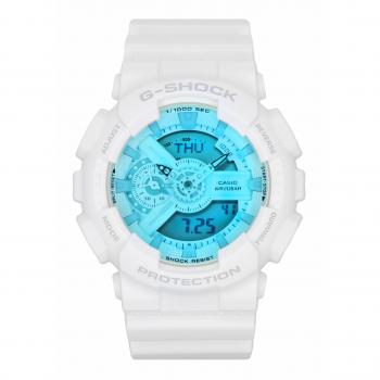 Casio G-Shock Men's Analog Digital Quartz Watch with White Resin Strap and Multicolor Dial GA-110TL-7A 200M