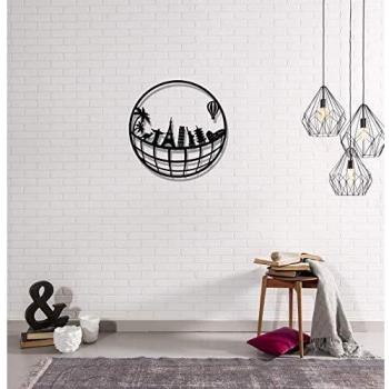 Homemania Decoración de pared, metal, negro, 50 x 0,15 x 50 cm