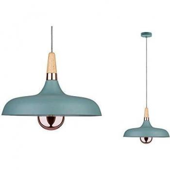 Lámpara Colgante Paulmann Neordic Juna, 1 Luz, Ø 34,2 cm, Dimmable, E27, Verde Suave/Cobre/Madera