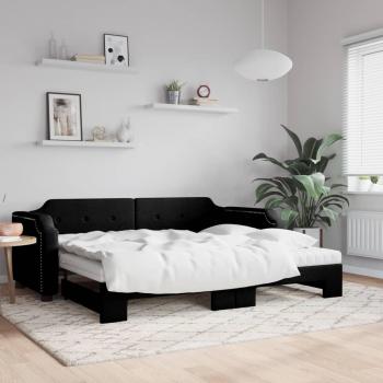 Sofá cama nido con colchón de tela negra 80x200 cm