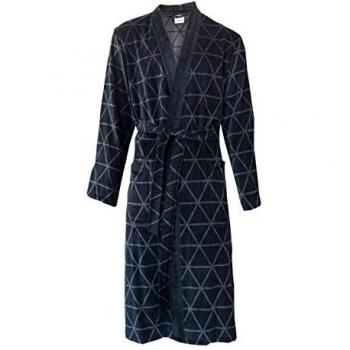 Hombres Cawo luz bata de terciopelo kimono gráfico modelo - Negro / Gris: : 3X-Large