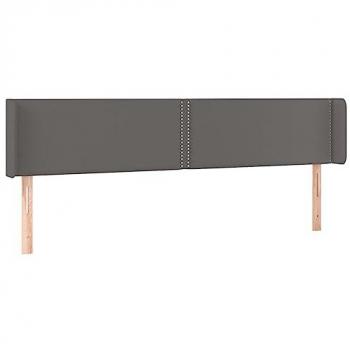 Cabecero con LED cuero sintético gris 203x16x78/88 cm