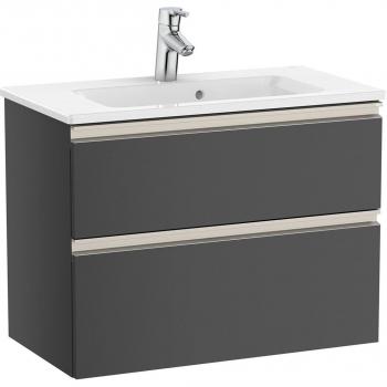 Mueble de baño compacto Roca The Gap con 2 cajones y lavabo, color gris antracita, medidas 705 x 380 x 537 mm