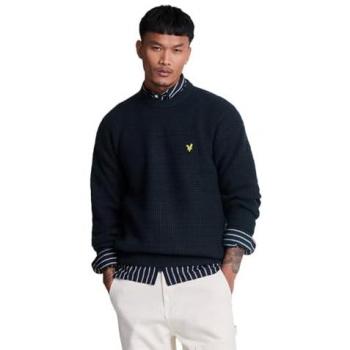 Lyle & Scott Men's Medium Waffle Knit Sweater in Navy and Black