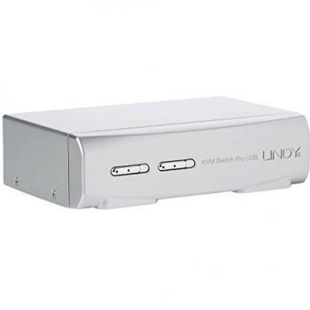 LINDY 39336 2 Port DVI-I Single Link, USB 2.0 and Audio KVM Switch Pro