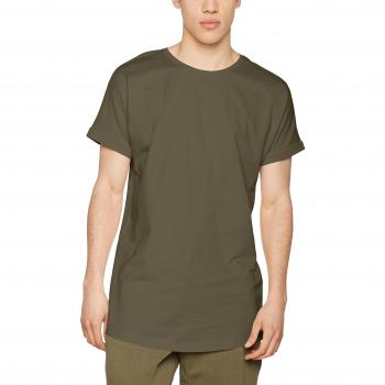 Urban Classics Men's Olive Long Shaped Turnup T-Shirt