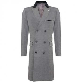 Men's 3/4 Long Double Breasted Grey Wool Crombie Overcoat - Peaky Blinders Style