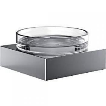 Soporte para Jabón Emco Liaison, Cristal Claro y Cromado, Modelo de Pared, Redondo 90x90 mm