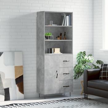 Aparador alto de madera contrachapada gris hormigón 69,5x34x180 cm