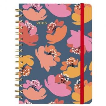 Agenda Finocam YOU A5 15,5 x 21,2 cm 2025 Floral, Agenda espiral doble año 2025 Trendy You E10-155x212 mm semana vista horizontal Tulip Finocam multicolor